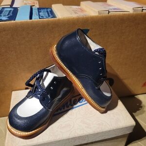 Navy and White Kids Dress Shoes